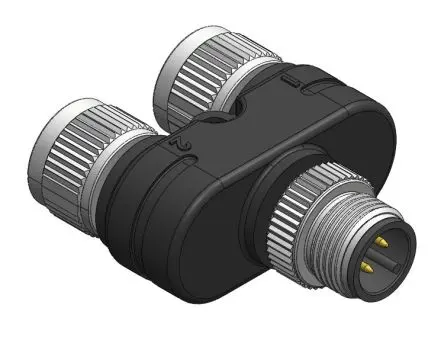 Produktfoto 1 von RS PRO, Gerade Rundsteckverbinder Adapter 4 M12, IP67 Stecker 3 M12 Buchse