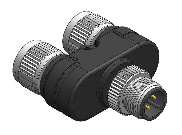 Produktfoto 1 von RS PRO, Gerade Rundsteckverbinder Adapter 4 M12, IP40 Stecker 4 M12 Buchse