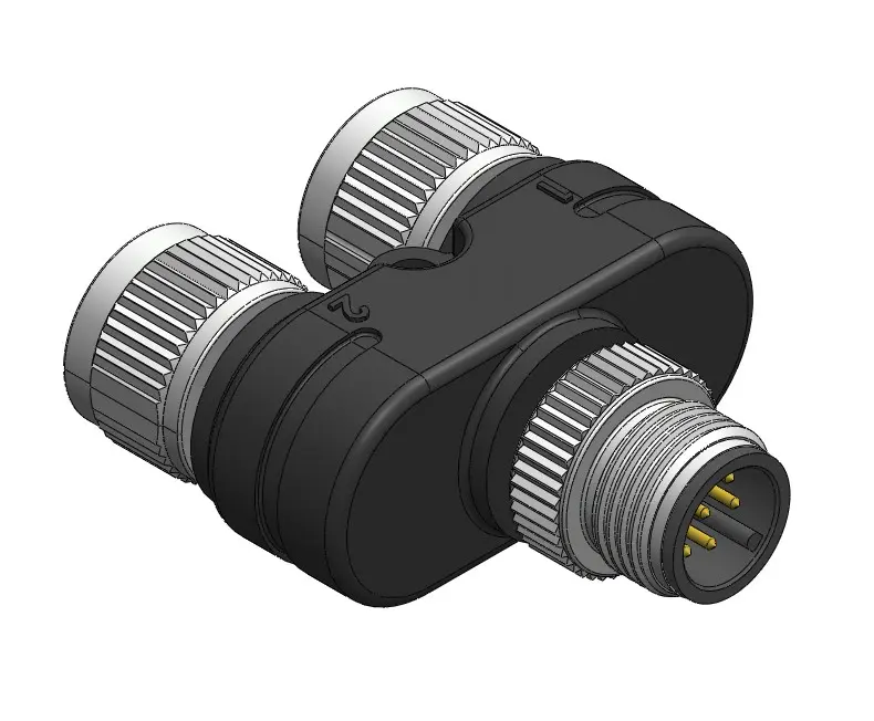 Produktfoto 1 von RS PRO, Gerade Rundsteckverbinder Adapter 8 M12, IP40 Stecker 8 M12 Buchse