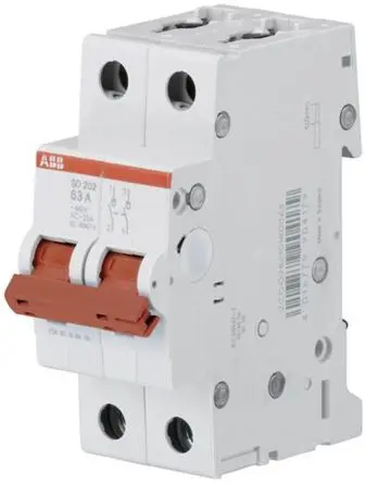 Produktfoto 1 von ABB SD202 Trennschalter 2-polig DIN-Hutschiene 63A Grau IP20 2-phasig