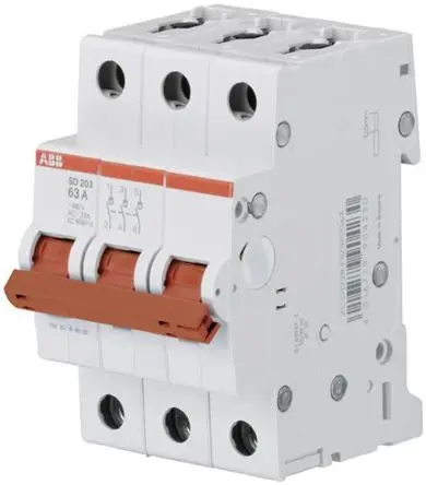 Produktfoto 1 von ABB SD203 Trennschalter 3-polig DIN-Hutschiene 40A Grau IP20, IP40 3-phasig