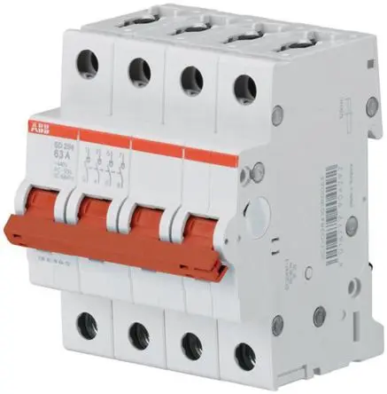 Produktfoto 1 von ABB SD204 Trennschalter 4-polig DIN-Hutschiene 32A Grau IP20 3-phasig