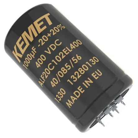Produktfoto 1 von KEMET ALF20 Presssitz Kondensator 1000 μF Presssitz ±20 % / 400V dc, Ø 40 mm x 80 mm x 80 mm, 85 °C