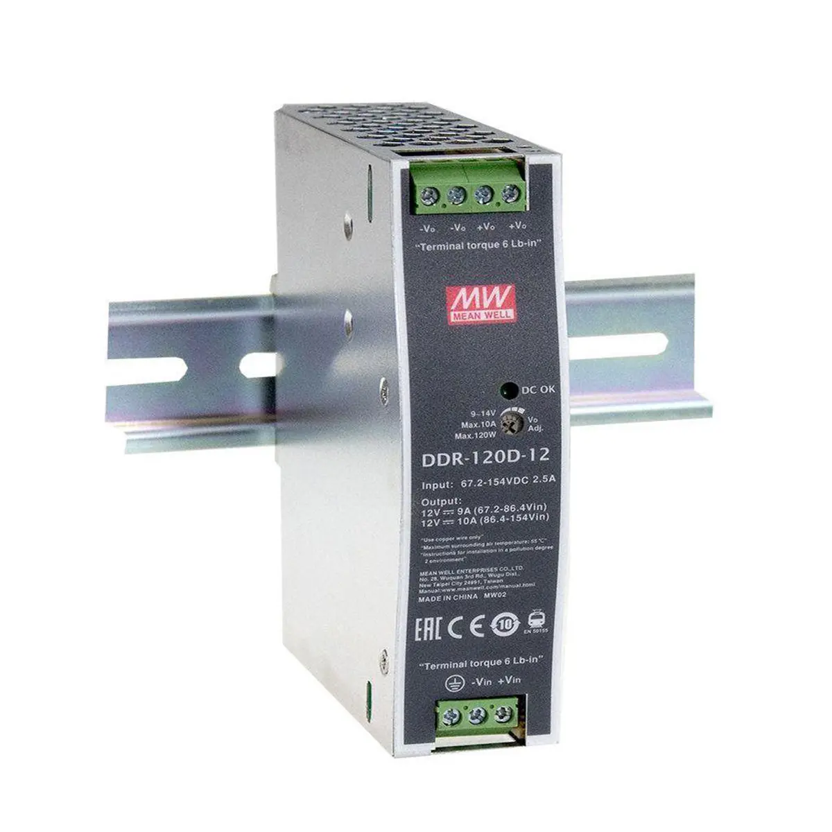 MEAN WELL DDR-120 DC/DC-Wandler 99.6W 12 V dc IN, 12V dc OUT / 8.3A DIN-Schienen-Montage isoliert