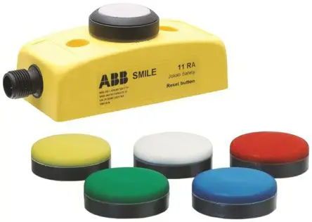 Produktfoto 1 von ABB Jokab Smile 11 RA Not-Aus-Drucktaster, Frontplattenmontage, Ø 32.2 mm, 1 Schließer, Gelb Beleuchtet IP65, 0.04m, x