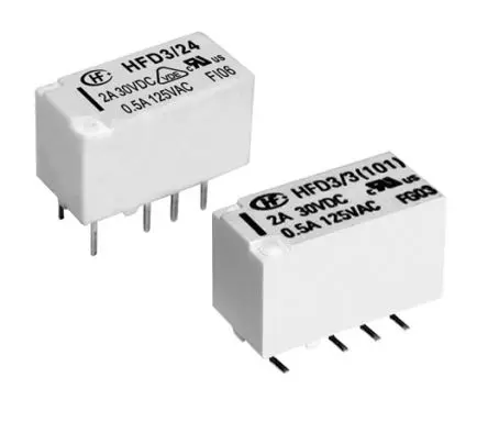 Produktfoto 1 von Hongfa Europe GMBH HFD3 Signalrelais Oberfläche, 12V dc Spule, 2-poliger Umschalter, max. 2A, 277V ac / 220V dc,