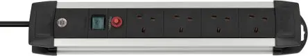 Produktfoto 1 von brennenstuhl H05VV-F Verlängerungskabel, 3 m, 4-fach Überspannungsschutz, Typ G IP20 250V ac