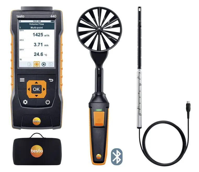 Produktfoto 1 von Testo 440 Air Flow ComboKit 1 with Bluetooth Anemometer 50 °C max.Temp. 35 m/s, 0.01 m/s, Volumenstrom, Temperatur,