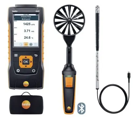 Testo 440 Air Flow ComboKit 2 with Bluetooth Anemometer 50 °C max.Temp. 50 m/s, 0.1 m/s, Volumenstrom,