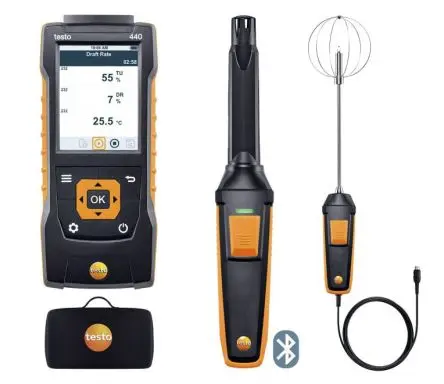 Testo 440 Indoor Comfort ComboKit with Bluetooth Datenloggerfunktion LCD Luftqualitätsüberwachung 1370 °C, bis 50 °C,