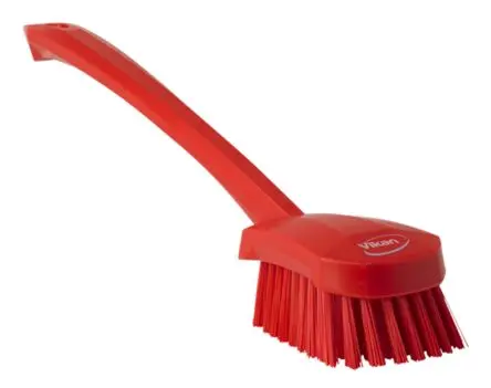 Produktfoto 1 von Vikan 415 mm Scheuerbürste Rot mit Polyester-Borsten Waschbürste, Hart Rot, Borsten L. 36 mm Lebensmittelsicher für