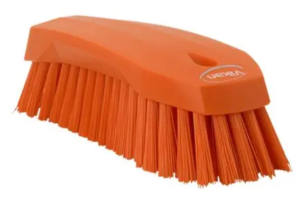 Produktfoto 1 von Vikan 200 mm Scheuerbürste Orange mit Polyester-Borsten Handbürste, Hart Orange, Borsten L. 36 mm Lebensmittelsicher für
