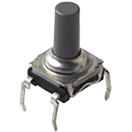 Produktfoto 1 von C & K Taster SPST, Löt-Pin 50 mA Tastend 9.9mm Oben, 7.4 x 7.3mm B. 7.3mm L. 7.4mm