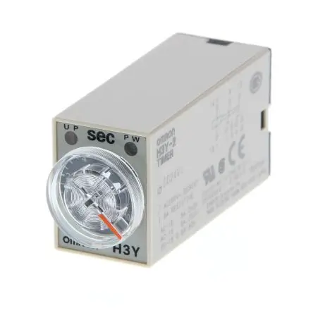 Produktfoto 1 von Omron H3Y-2 Zeitrelais, DIN-Hutschiene 125 V dc 24V ac, 0.04 s to 3 h, 2 Kont. 1, 2-poliger Umschalter
