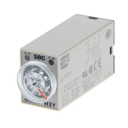 Produktfoto 1 von Omron H3Y-2 Zeitrelais, DIN-Hutschiene 125 V dc 200V ac, 230 V ac, 0.04 to 30 s, 2 Kont. 1, 2-poliger Umschalter