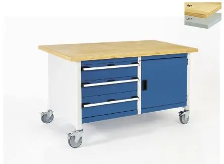 Bott Mobile Aufbewahrungsbank Tragbar Stahl Werkbank L. 750 mm B. 1500mm H. 840 mm, Traglast 300kg