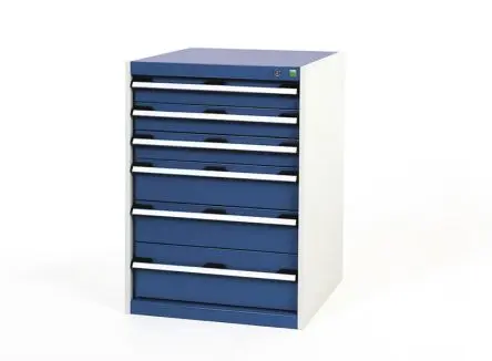 Bott 6 Schubladeneinheit, Kleinteilemagazin Grau, Blau, 900 mm x 650mm x 650 mm