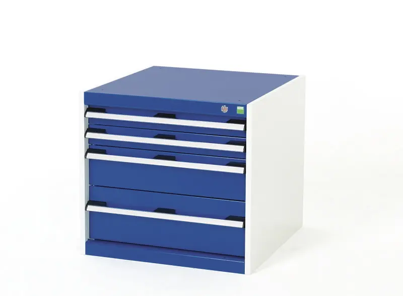Produktfoto 1 von Bott 4 Schubladeneinheit, Kleinteilemagazin Grau, Blau, 600 mm x 650 mm x 650 mm