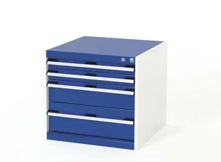 Bott 4 Schubladeneinheit, Kleinteilemagazin Grau, Blau, 600 mm x 650mm x 650 mm