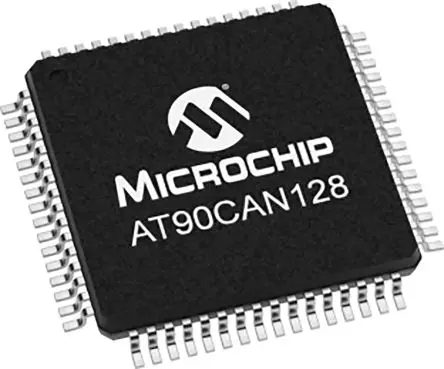 Produktfoto 1 von Microchip Mikrocontroller AT90CAN128 AVR 8 bit Oberfläche 128kB Flash TQFP 64-Pin 16 MHz 4 kB RAM