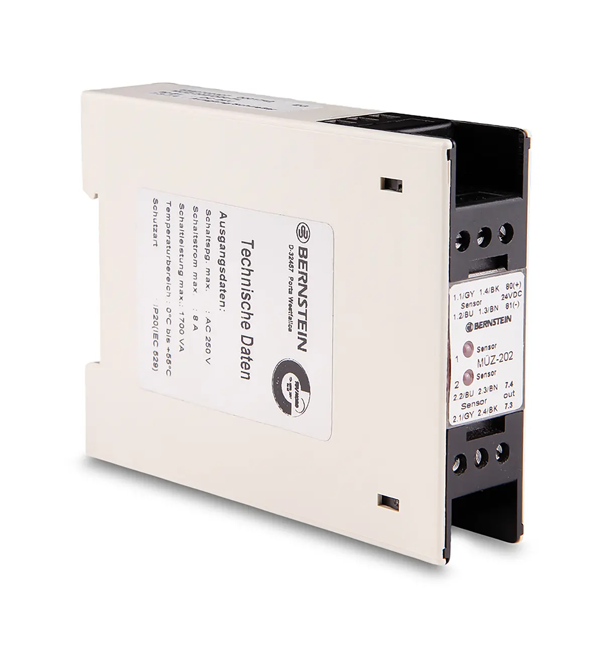 Produktfoto 1 von Bernstein AG Berührungsloser Sicherheitsschalter aus Polycarbonat 24V dc, Schließer/Öffner