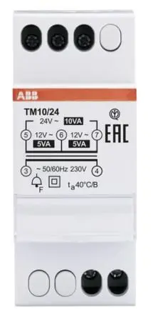 Produktfoto 1 von ABB 10 W Klingeltrafo, Primär 230 V / Sekundär 12 to 24 V ac DIN-Hutschiene 5 Ausg., 85 mm x 35mm x 65 mm