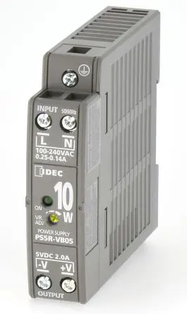 Produktfoto 1 von Idec PS5R-V DIN-Schienen Netzteil Geschalteter Modus 370 V dc, 264V ac Wechselstrom/Gleichstrom / 10 A 5V dc DC 10 W