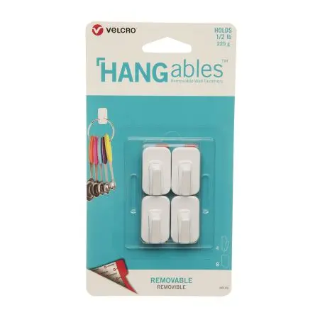 Produktfoto 1 von Velcro Selbstklebender Haken Haken 4 pro Paket Stk Weiß 225 g 19mm Hangables