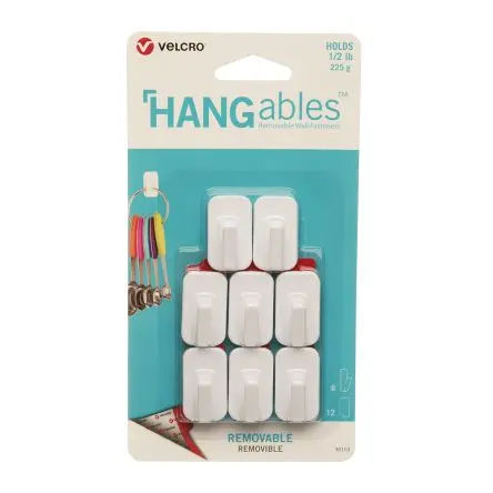 Produktfoto 1 von Velcro Selbstklebender Haken Haken 8 Stk Weiß 225 g 19mm Hangables