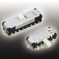 Produktfoto 1 von Nidec Components Schiebeschalter, 2-poliger Umschalter Oberfläche 100mA Polyamid, SMD Gull-Wing