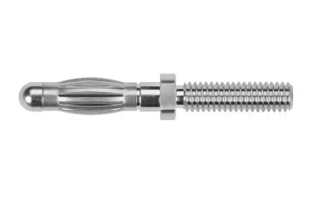 Produktfoto 1 von Schutzinger 4 mm Stecker Silber Bananenstecker, Kontakt Nickel, 33 V ac, 70V dc 32A M4-Gewinde