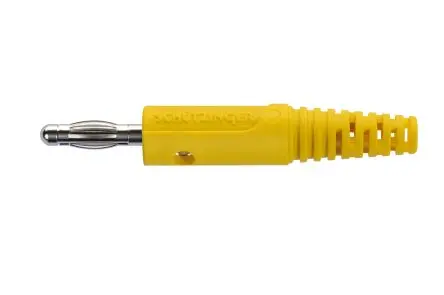 Produktfoto 1 von Schutzinger 4 mm Stecker Gelb Bananenstecker, Kontakt Nickel, 33 V ac, 70V dc 32A, Schraubanschluss