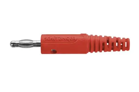 Produktfoto 1 von Schutzinger 4 mm Stecker Rot Bananenstecker, Kontakt Nickel, 33 V ac, 70V dc 32A, Schraubanschluss