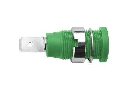 Produktfoto 1 von Schutzinger 4 mm Buchse Grün Buchse für Laborstecker, Kontakt Nickel, 1000V 24A