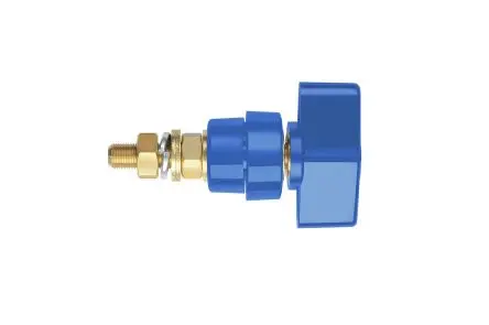 Produktfoto 1 von Schutzinger Kontaktstift, Messing, Blau, 1kV, M8 x 0.75 100A, Ø 4 mm Isoliert