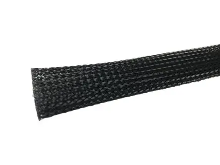 Produktfoto 1 von RS PRO BSPETFR Kabelbinder Schwarz Polyethylenterephthalat für Kabel-Ø 4 mm, Kabel ø 11 mm, Länge 25m Umflochten Dehnbar