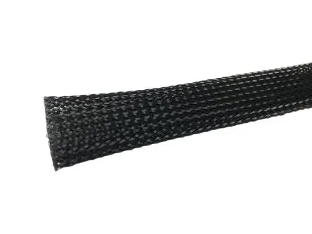 Produktfoto 1 von RS PRO BSPETFR Kabelbinder Schwarz Polyethylenterephthalat für Kabel-Ø 5 mm, Kabel ø 12 mm, Länge 15m Umflochten Dehnbar