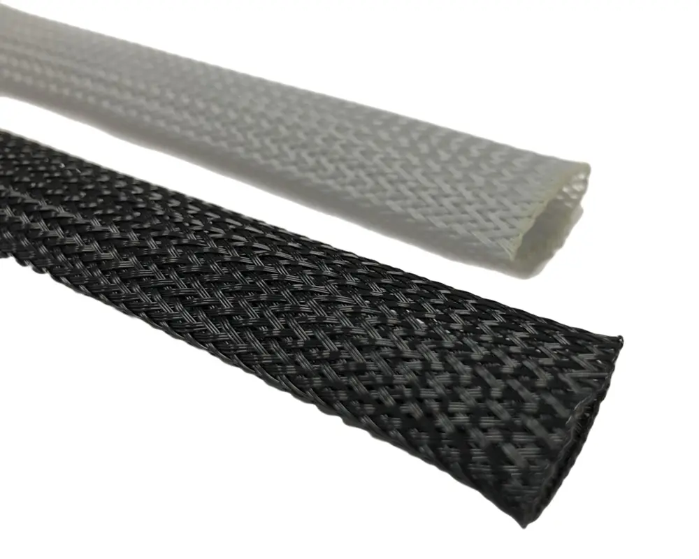 Produktfoto 1 von RS PRO Kabelschlauch Schwarz PET für Kabel-Ø 7mm bis 15mm, Länge 15m Umflochten Dehnbar