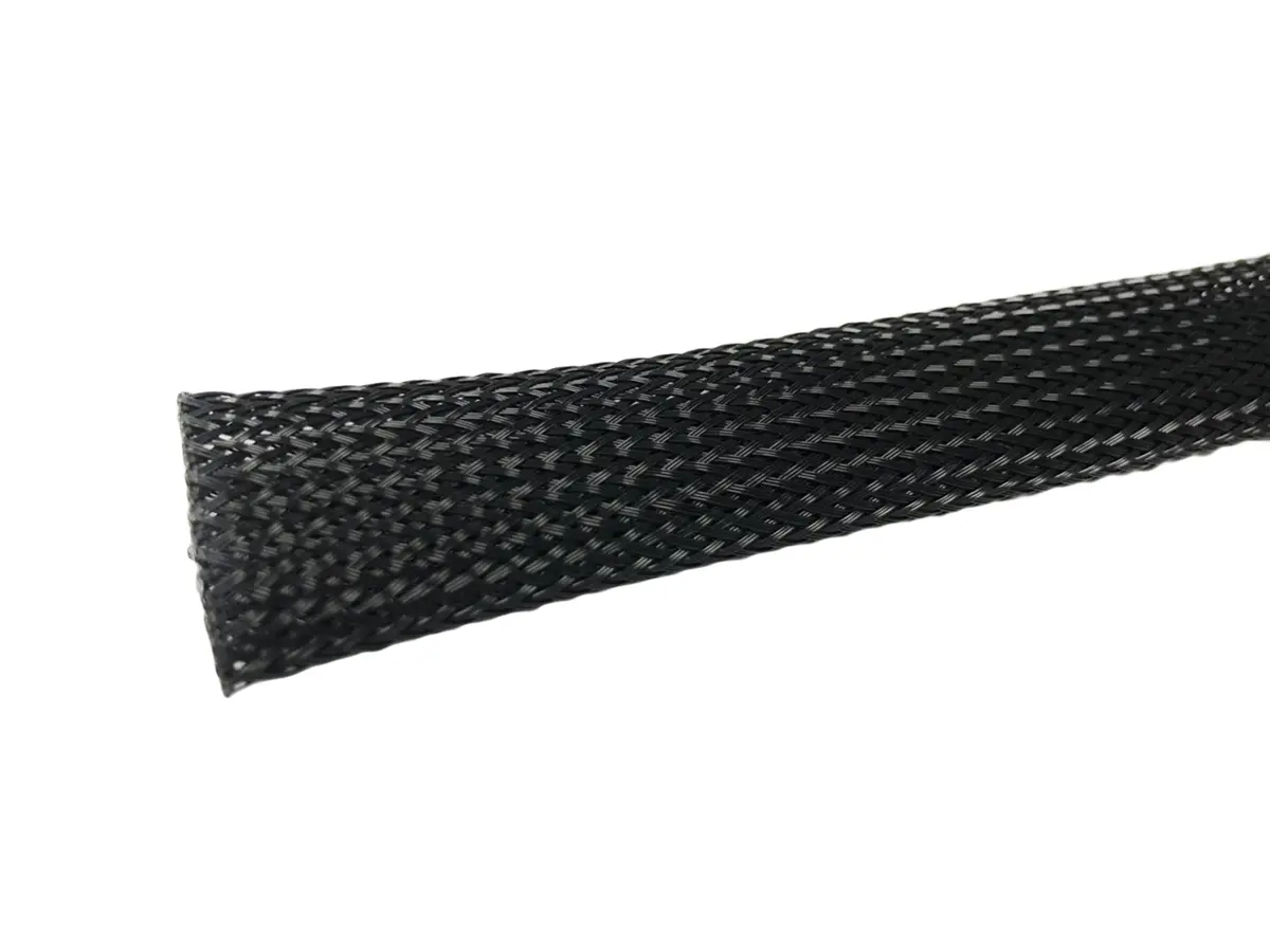 Produktfoto 1 von RS PRO Kabelschlauch Schwarz PET für Kabel-Ø 8mm bis 17mm, Länge 15m Umflochten Dehnbar