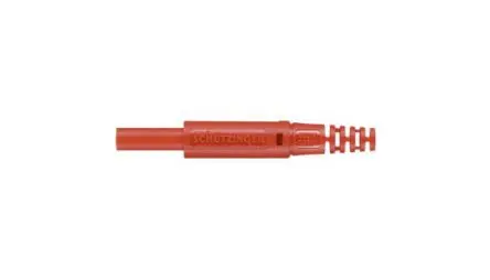 Produktfoto 1 von Schutzinger 2 mm Stecker Rot Bananenstecker, Kontakt Nickel, Gold, 600V 10A, Crimpanschluss