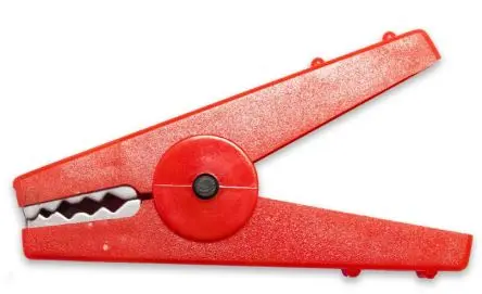 Produktfoto 1 von Mueller Electric Edelstahl 16 mm Krokodilklemme, Rot, 30A Nylon Isoliert