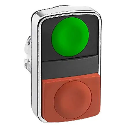 Produktfoto 1 von Schneider Electric Harmony XB4 Drucktastenkopf Ø 22 mm, Rot, Grün Tastend Rechteckig Rechteckig Metall, IP66