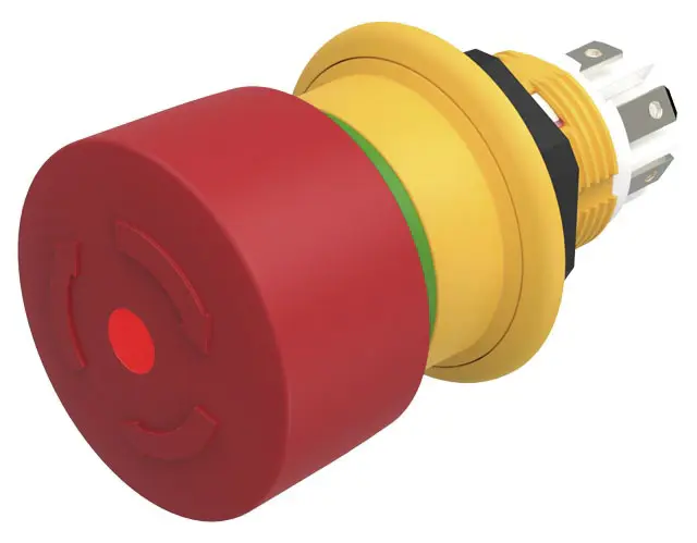 Produktfoto 1 von EAO 61 Compact Not-Aus-Drucktaster, Ø 16 mm, 1 Öffner, Rot Beleuchtet IP69K, IP40, Drehfreigabe
