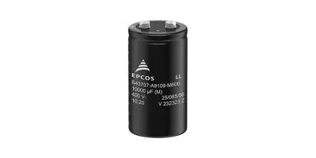 Produktfoto 1 von TDK B43703 Schraubanschlussklemme Kondensator 5600 μF ±20 % / 450V dc, Ø 64.3 mm x 143.2 mm, 85 °C