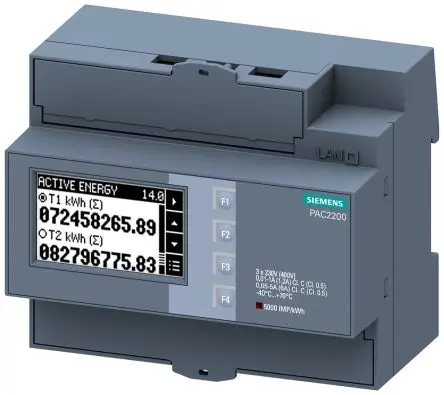 Produktfoto 1 von Siemens SENTRON PAC2200 Energiemessgerät LCD 90 mm x 107.8 mm Digital / 3-phasig 1 Ausg. 1 Eing. Impulsausgang