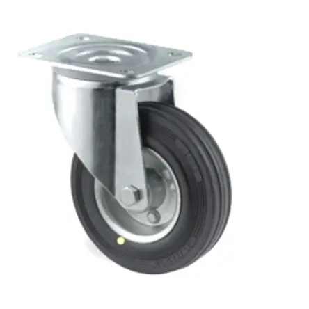 Produktfoto 1 von Tente Drehbar Rolle, Rad ø 125 mm, 100 kg, Ges H. 155 mm, Rad B. 37 mm, Vollgummi