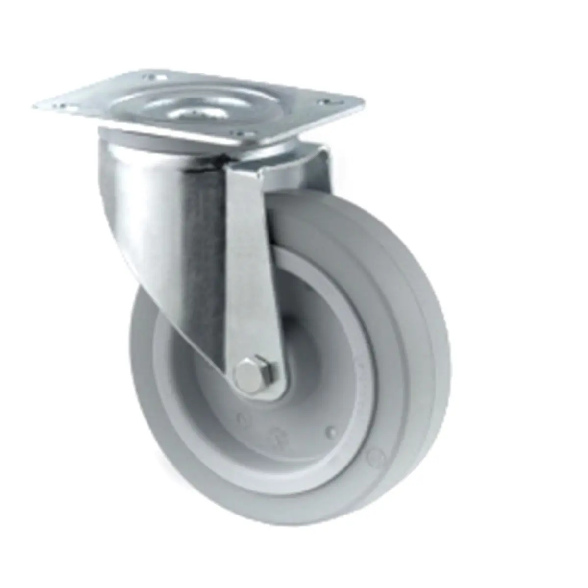 Produktfoto 1 von Tente Drehlager Lenkrolle, Rad ø 200mm, 400kg, Ges H. 240mm, Rad B. 46mm, 137 x 105mm, Platte, Elastisch-Material
