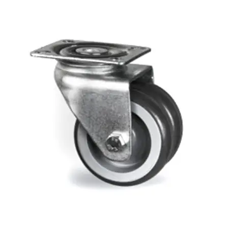Produktfoto 1 von Tente Drehbar Rolle, Rad ø 50 mm, 45 kg, Ges H. 69 mm, Rad B. 18 mm, Thermoplast-Gummi