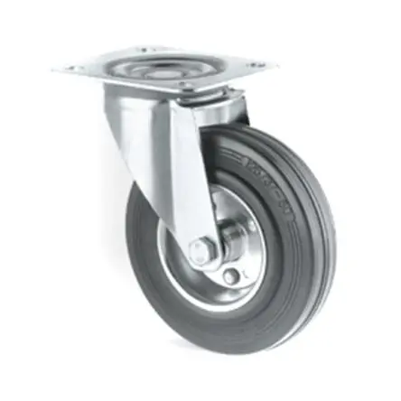 Produktfoto 1 von Tente Drehbar Rolle, Rad ø 100 mm, 70 kg, Ges H. 128 mm, Rad B. 20 mm, Vollgummi