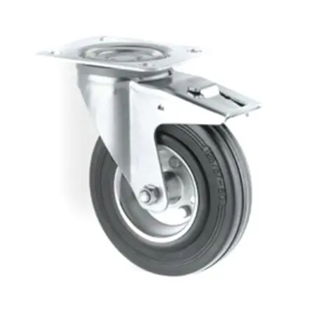 Produktfoto 1 von Tente Gebremst, schwenkbar Rolle, Rad ø 160 mm, 135 kg, Ges H. 200 mm, Rad B. 23 mm, Vollgummi